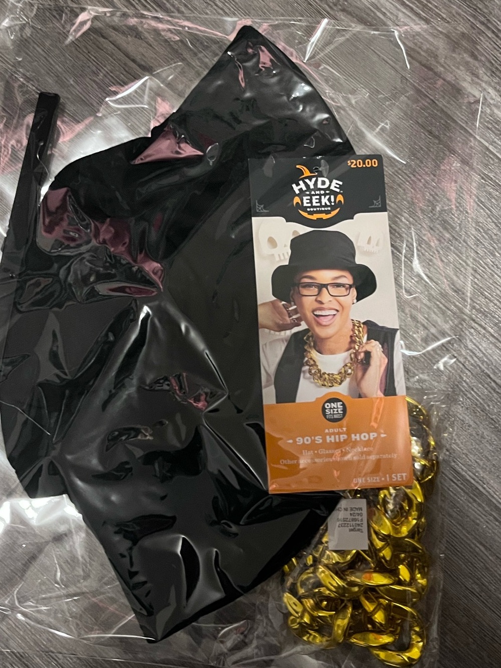 Adult 90's Hip Hop Costume Set - Black and Gold